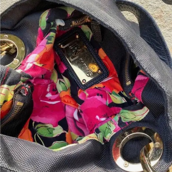 Jpk Paris 75, Black Canvas Purse, Reversible Floral Print Bag,  Hardware Gold - Picture 4 of 4